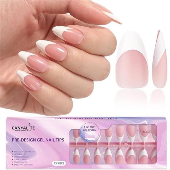 Canvalite French Tip Press on Nails Gel Nail Tips - 300Pcs Pre-Colored Quick - Picture 7 of 7